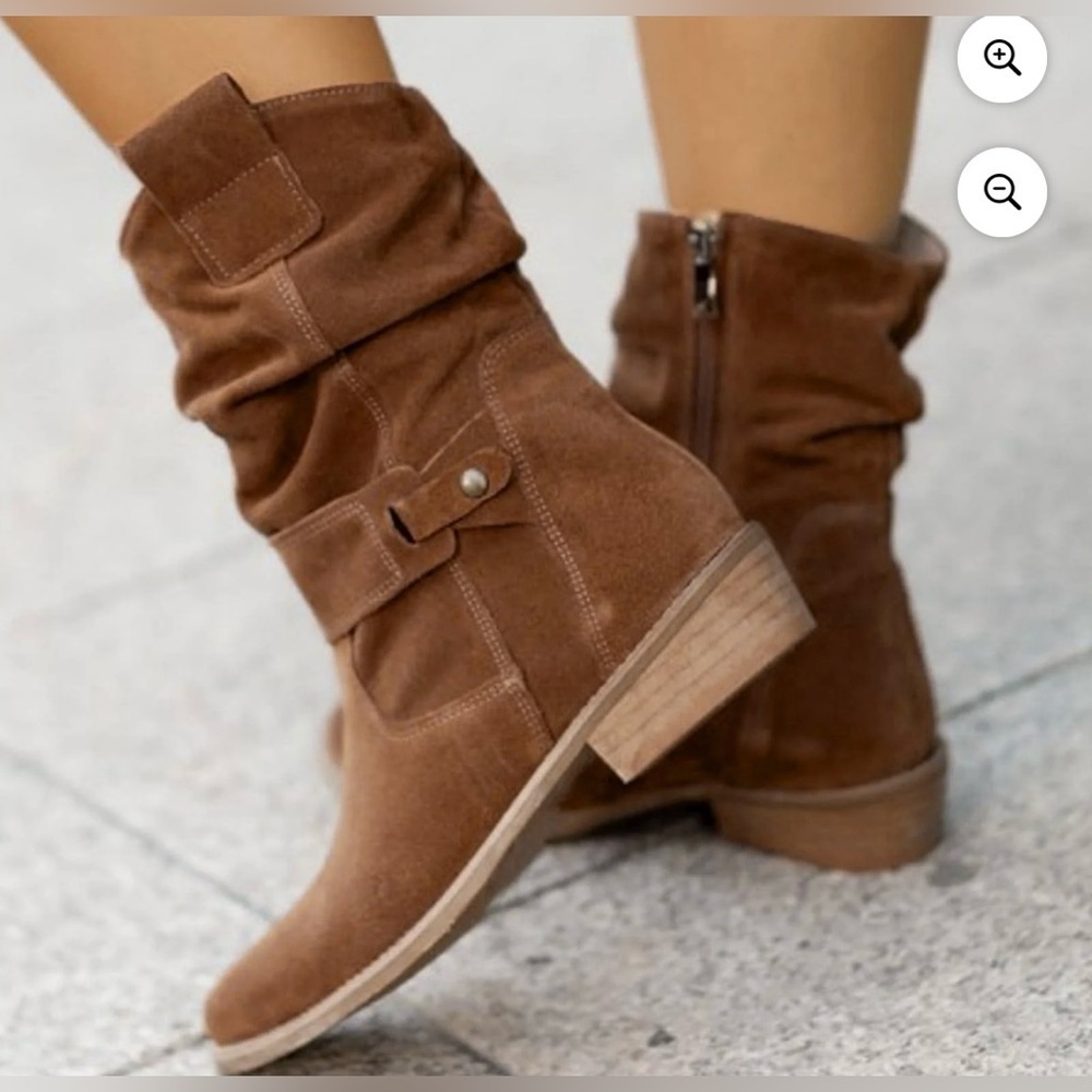 Brown Faux Suede Boots